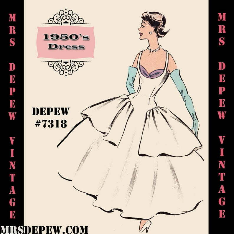 Vintage Sewing Pattern 1950's Shelf Bust Cocktail Dress in image 0