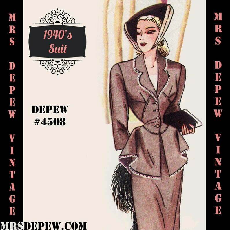 Vintage Sewing Pattern 1940s Ladies' Suit in Any Size image 0