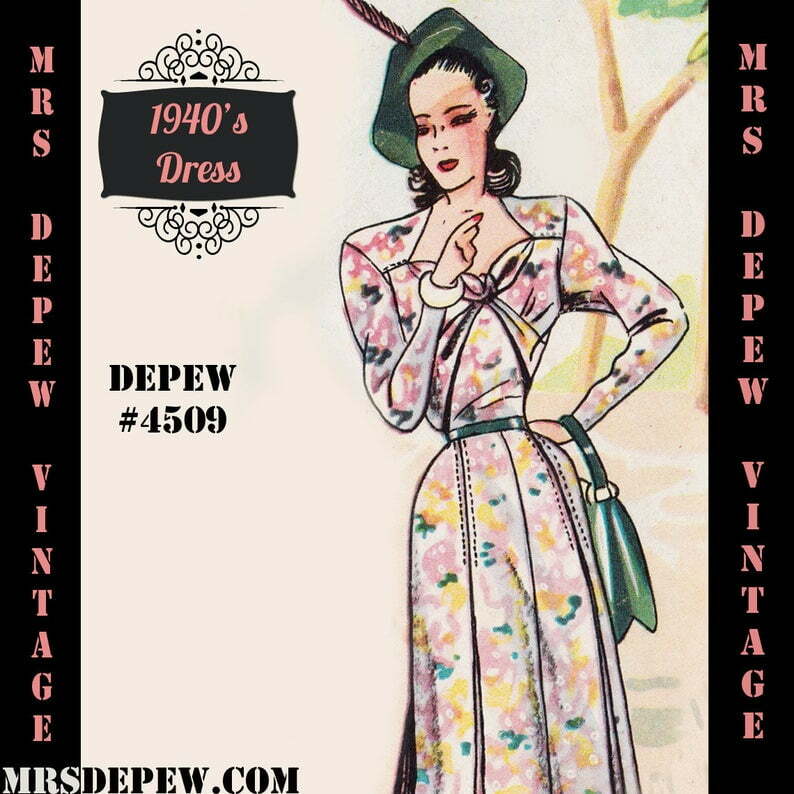 Vintage Sewing Pattern 1940's Dress in Any Size  4509 image 0