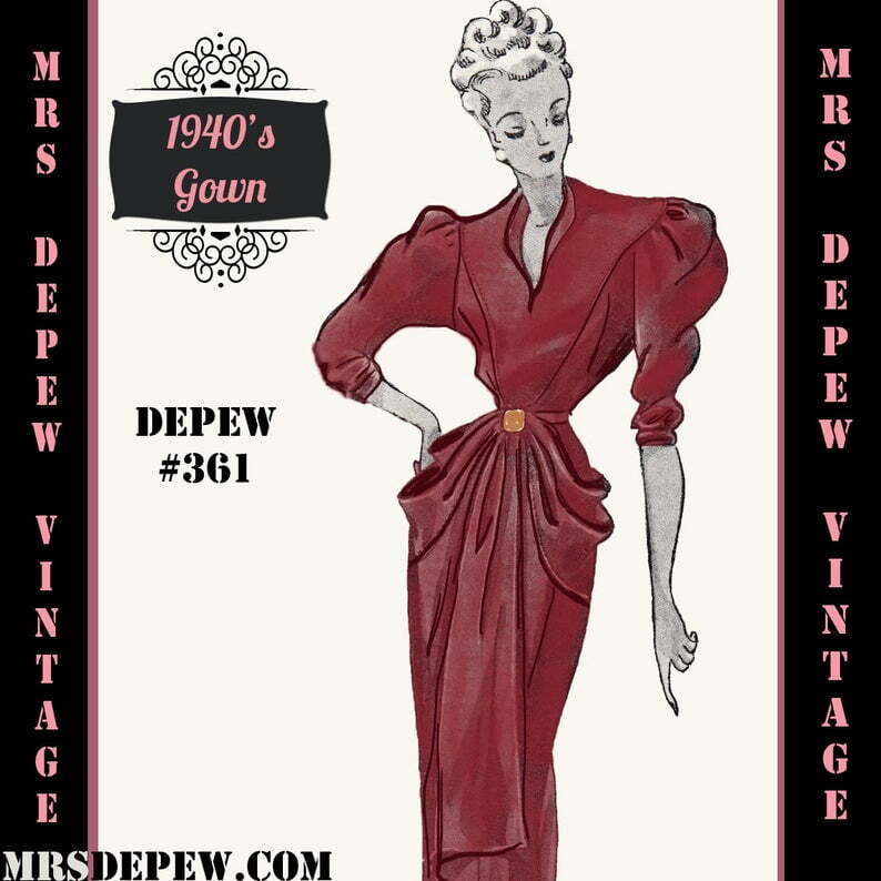 Vintage Sewing Pattern 1940's Draped Evening or Wedding image 0