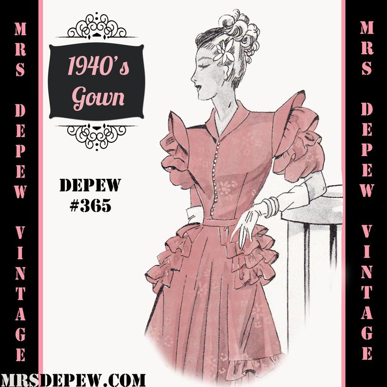 Vintage Sewing Pattern 1940's Formal or Wedding Dress in image 0