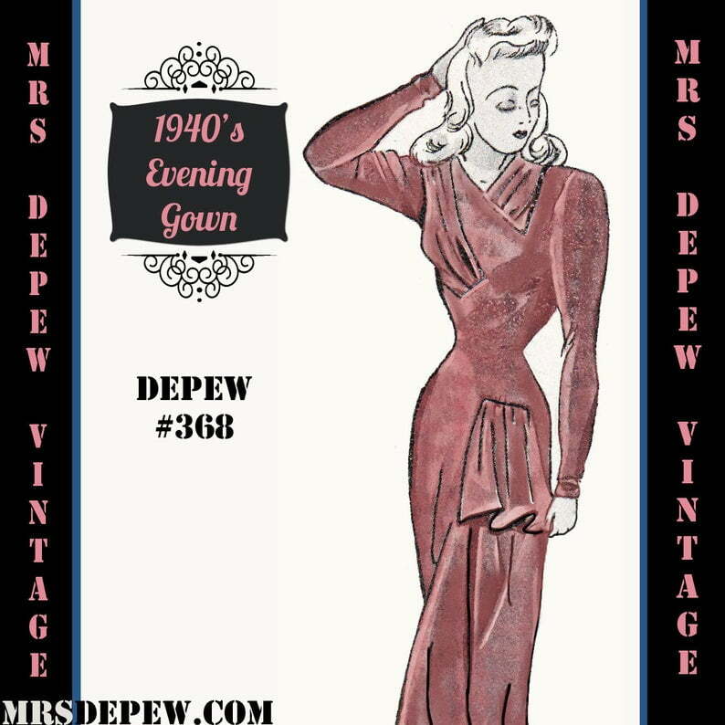 Vintage Sewing Pattern 1940's Asymmetric Evening or image 0