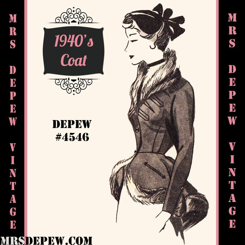 Vintage Sewing Pattern 1940s Peplum Jacket in Any Size  4546 image 0