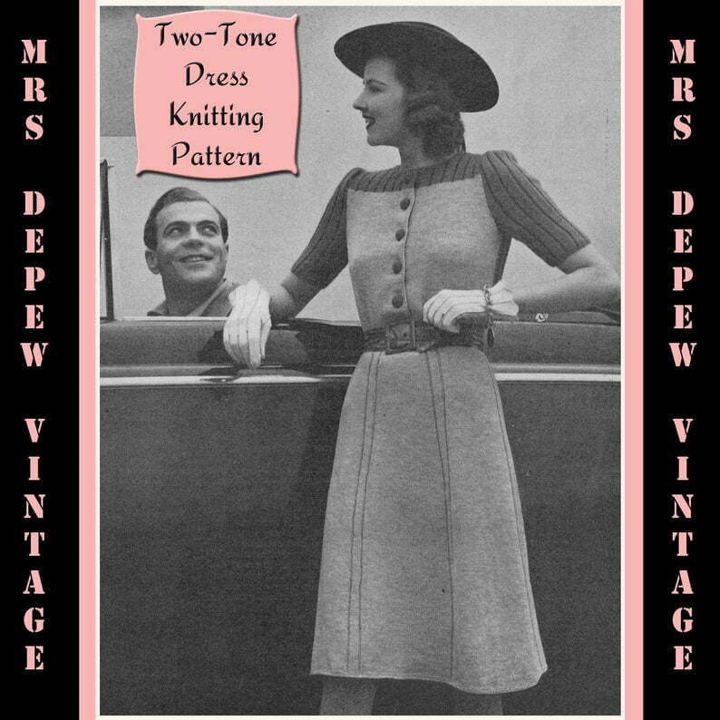 Vintage 1940's Ladies' Short Sleeve Dress Knitting image 0