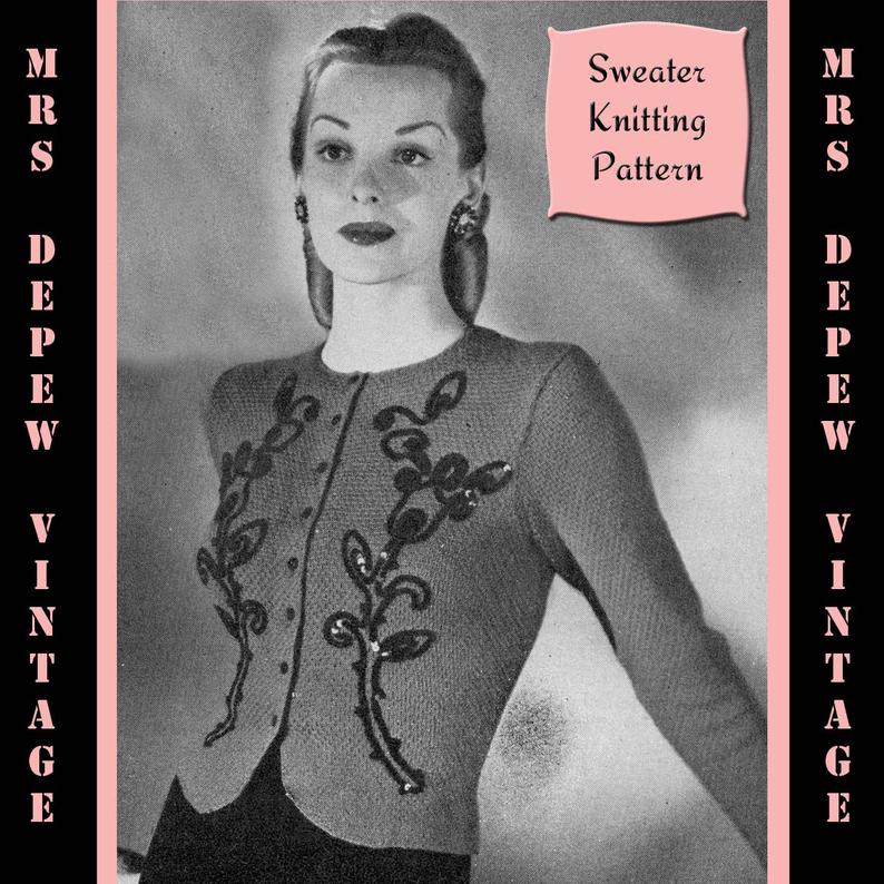 Vintage 1940's Ladies' Jacket Cardigan Knitting image 0