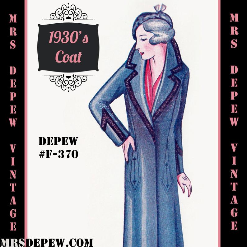 Vintage Sewing Pattern 1920's 1930's Coat in Any Size image 0