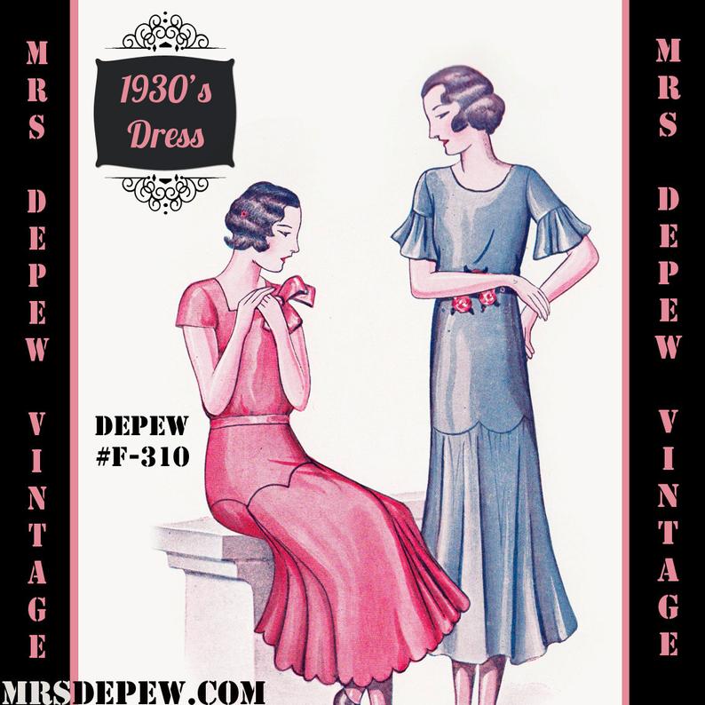 Vintage Sewing Pattern 1920's 1930's Dress in Any Size image 0