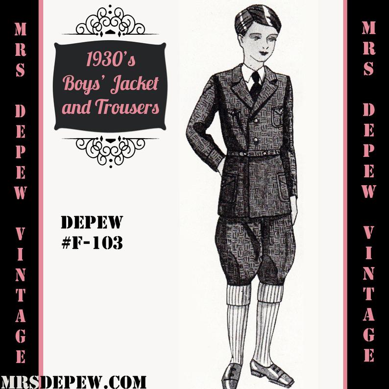 Menswear Vintage Sewing Pattern 1930's Boys' Jacket image 0