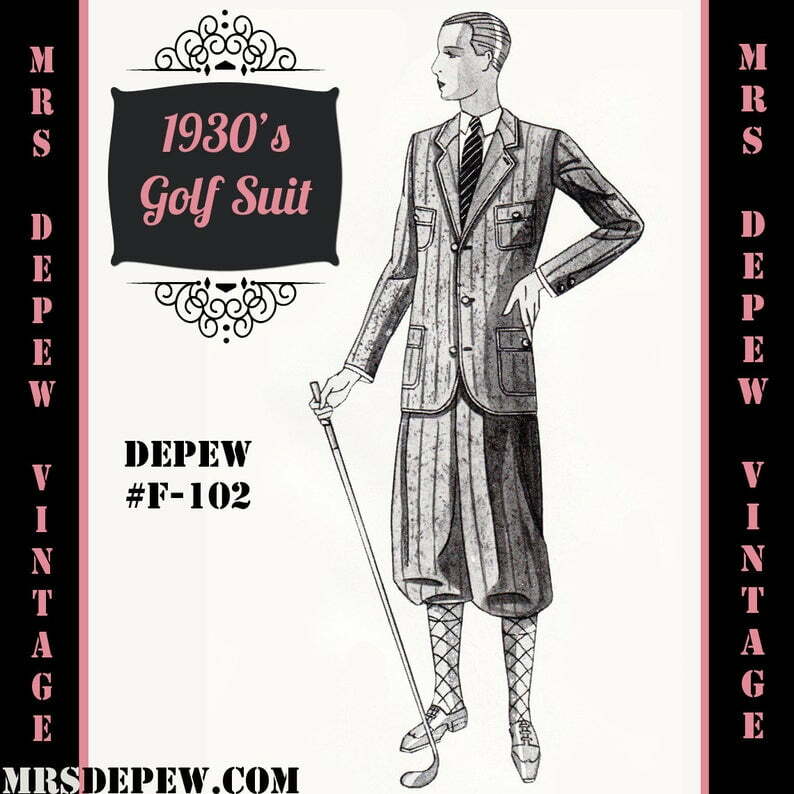 Menswear Vintage Sewing Pattern 1930's Men's Golf Suit image 0