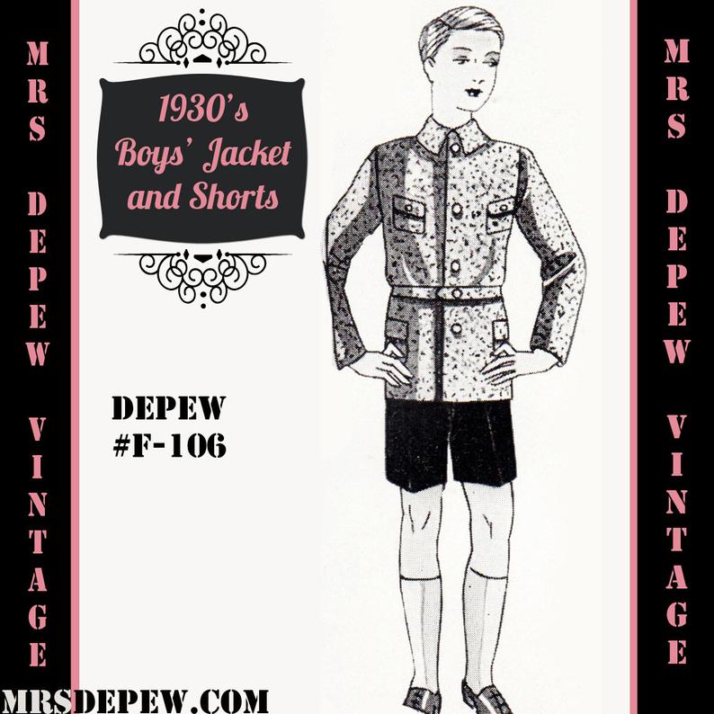 Menswear Vintage Sewing Pattern 1930's Boys' Jacket image 0