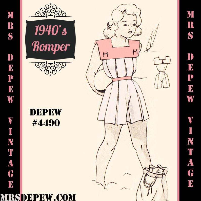 Vintage Sewing Pattern 1940's Girls' Romper Playsuit image 0