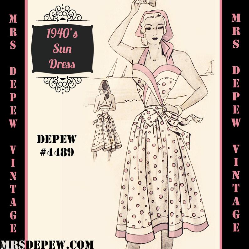 Vintage Sewing Pattern 1940's Ladies' Wrap Sun Dress image 0