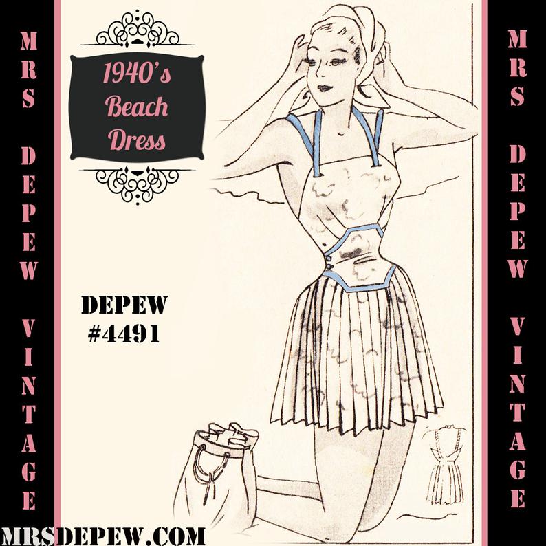 Vintage Sewing Pattern 1940's Ladies' Beach Dress image 0