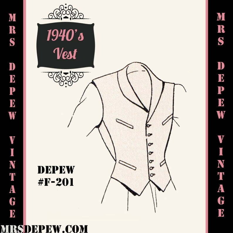 Menswear Vintage Sewing Pattern Men's Basic Vest Sloper in image 0