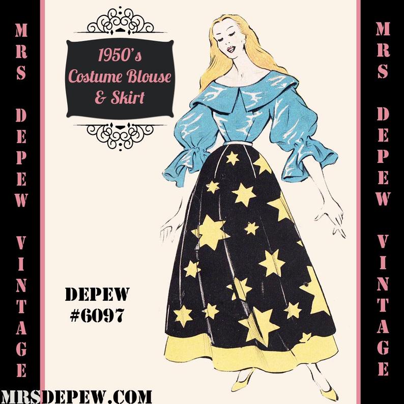 Vintage Sewing Pattern 1950's Costume Blouse and Skirt in image 0