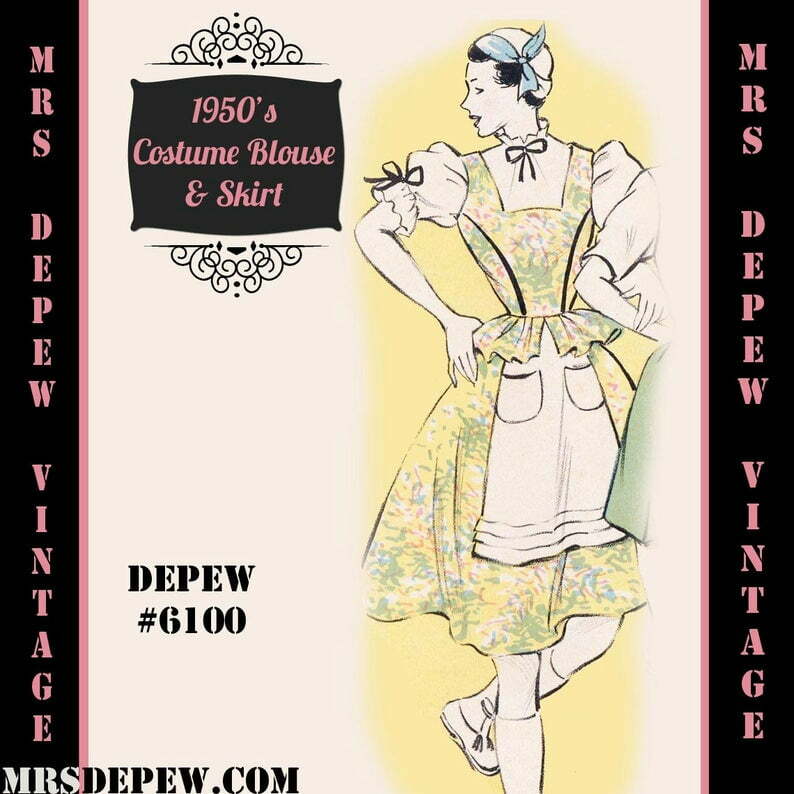 Vintage Sewing Pattern 1950's Costume German Damsel in Any image 0