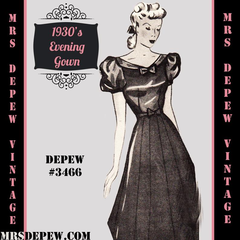 Vintage Sewing Pattern 1930's Evening or Wedding Gown in image 0