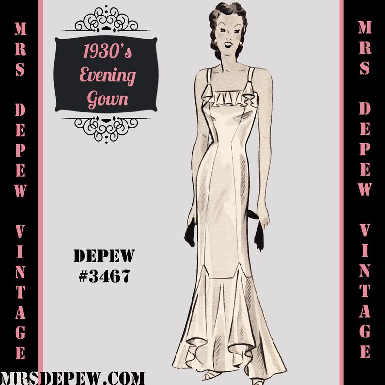 Vintage Sewing Pattern 1930's Evening or Wedding Gown in image 0