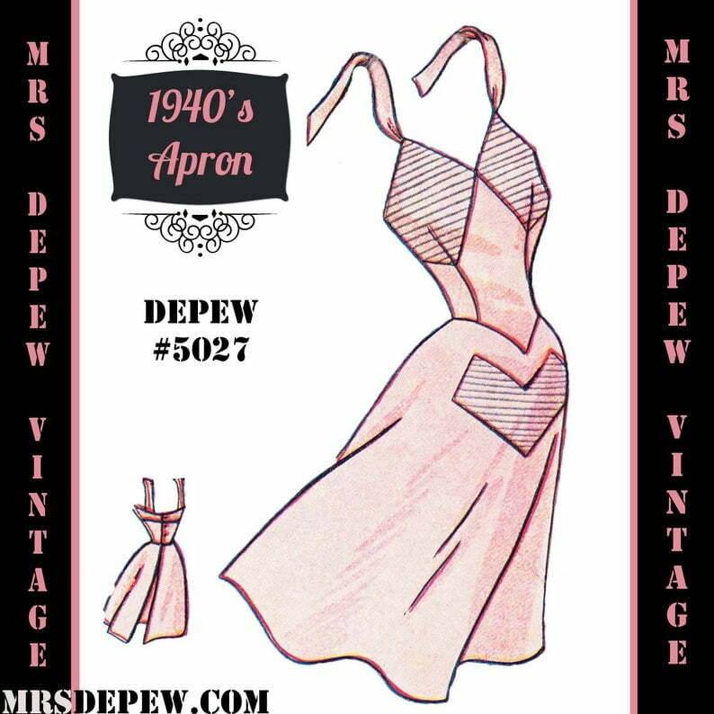 Vintage Sewing Pattern 1940s Apron in Any Size  PLUS Size image 0