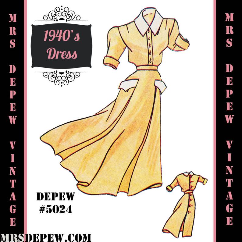Vintage Sewing Pattern 1940's Apron Dress in Any Size  image 0
