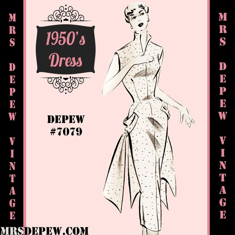 Vintage Sewing Pattern 1950's Coctail Dress in Any Size  image 0