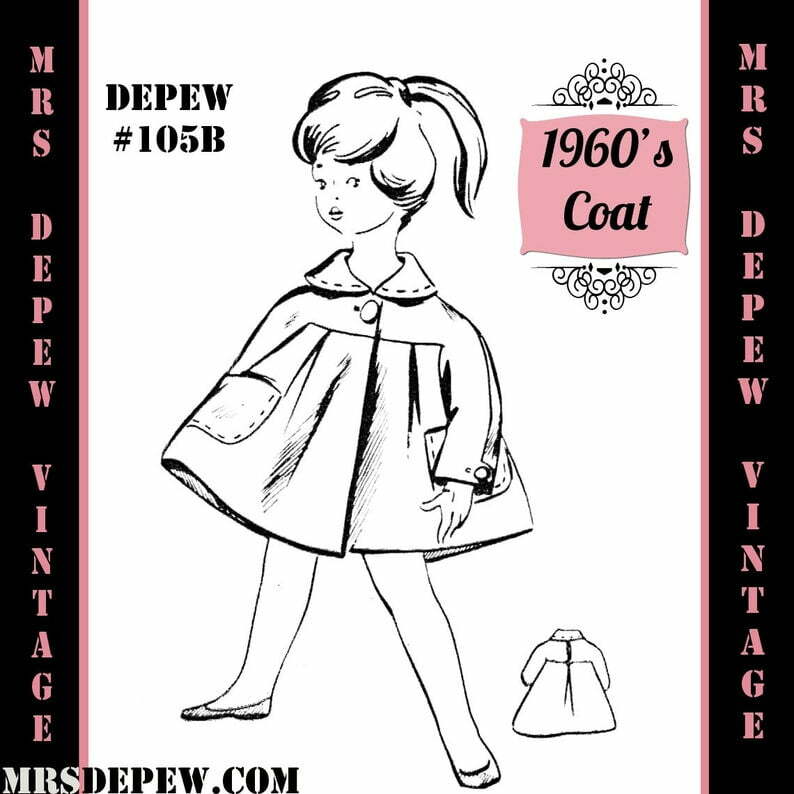 Vintage Sewing Pattern 1960's Girls' Coat in Any Size image 0