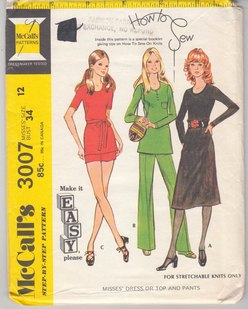 Vintage Sewing Pattern 1970's Dress Blouse Pants 7 image 0