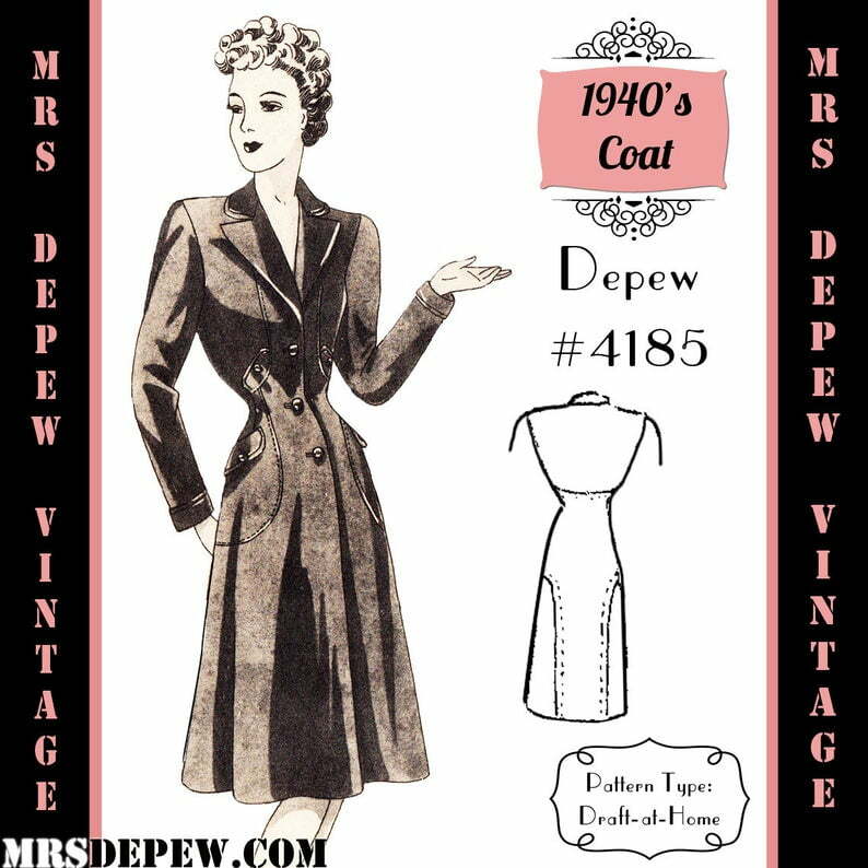 Vintage Sewing Pattern 1940's Redingote Coat in Any Size  image 0