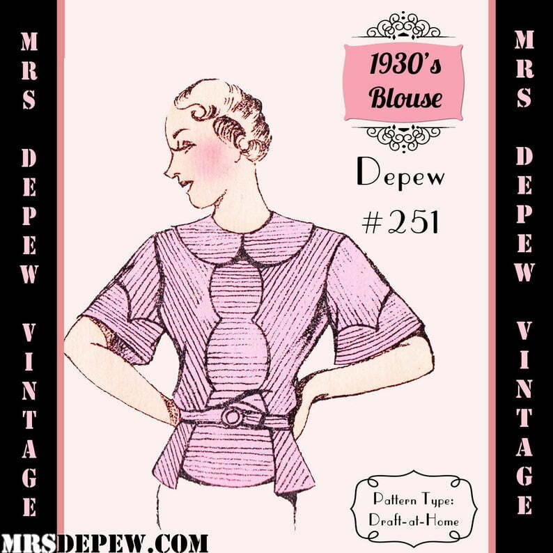 Vintage Sewing Pattern 1930's Scallop Trimmed Blouse in image 0
