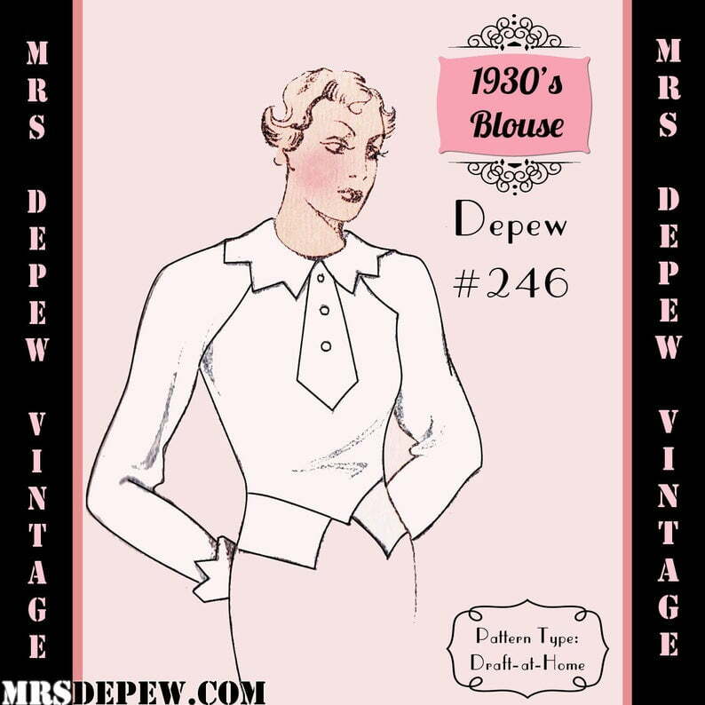 Vintage Sewing Pattern 1930's Raglan Sleeve Blouse in Any image 0