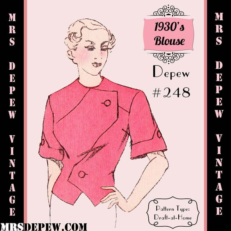 Vintage Sewing Pattern 1930's Asymmetric Wrap Blouse in image 0