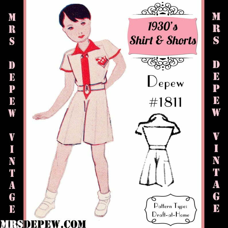 Vintage Sewing Pattern 1930's Boy's Shirt & Shorts  image 0