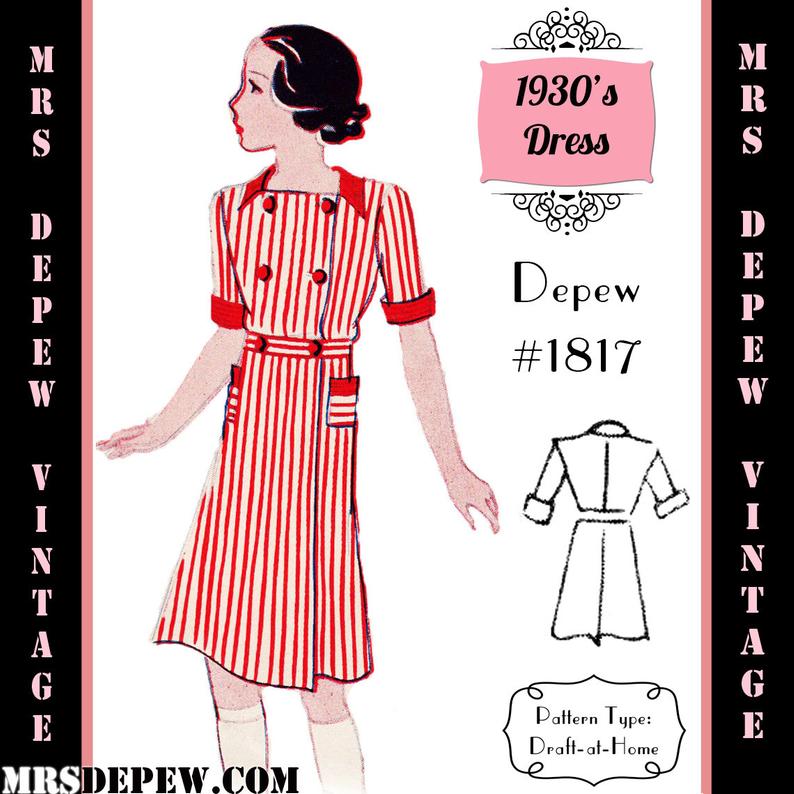 Vintage Sewing Pattern 1930's Girl's Short Sleeve image 0