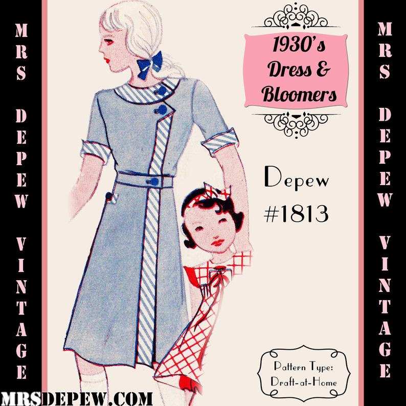 Vintage Sewing Pattern 1930's Girl's Short Sleeve image 0