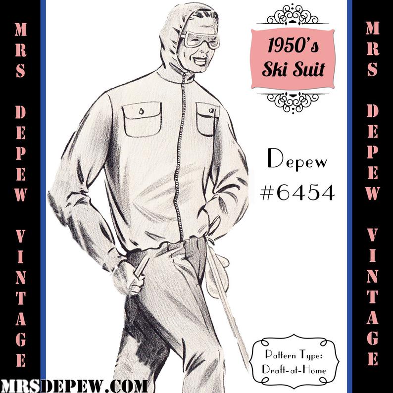 Menswear Vintage Sewing Pattern 1950's Men's Ski image 0