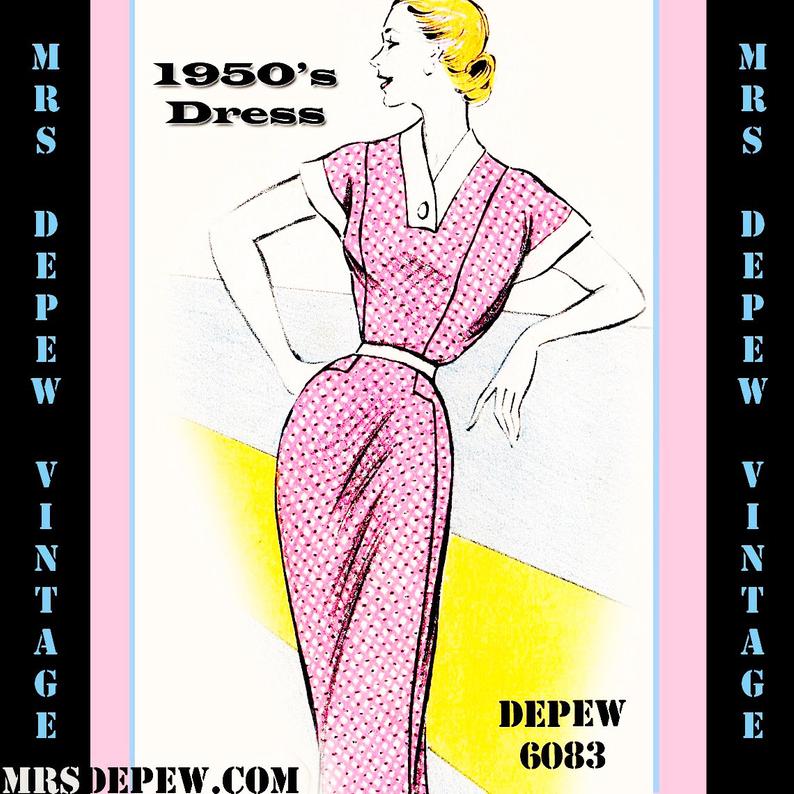 Vintage Sewing Pattern 1950's Day Dress in Any Size  PLUS image 0