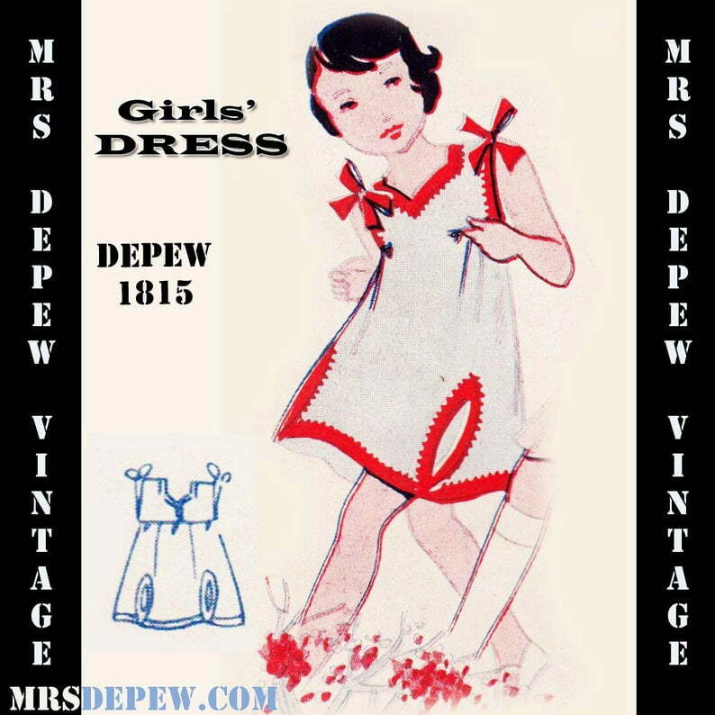Vintage Sewing Pattern 1930s Girls' Dress and Applique Any image 0