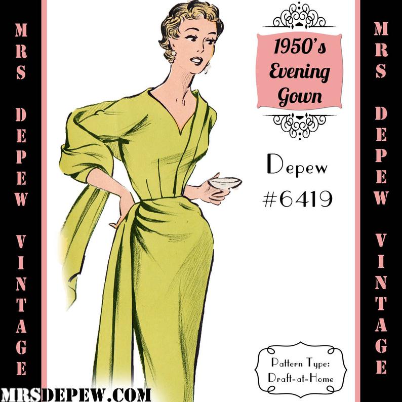 Vintage Sewing Pattern 1950's Ladies' Slim Evening image 0