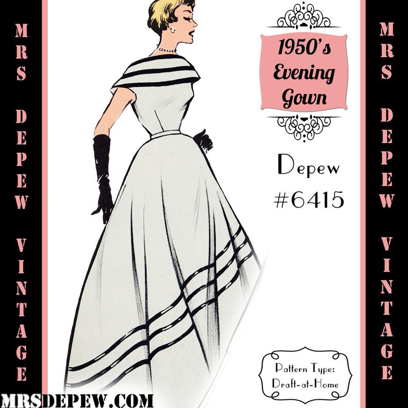 Vintage Sewing Pattern 1950's Sleeveless Evening Gown in image 0