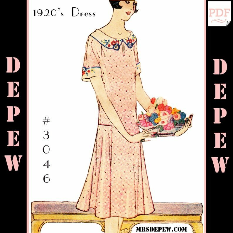 MultiSize Vintage Sewing Pattern Ladies' 1920s Dress 3046 image 0