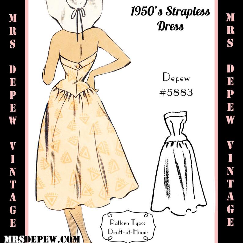 Vintage Sewing Pattern 1950's Strapless Dress & Bolero in image 0