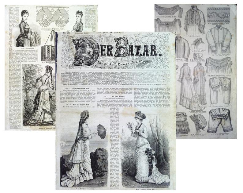 1876 European Fashion Magazine:  Instant Digital Download image 0
