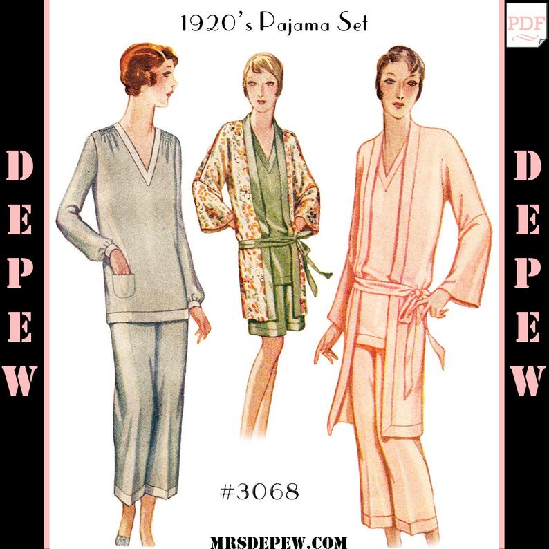 Vintage Sewing Pattern Reproduction 1920s Ladies' Pajama image 0