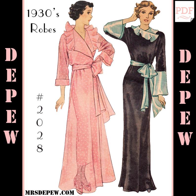 Vintage Sewing Pattern 1930s Ladies' Full Length Robe image 0