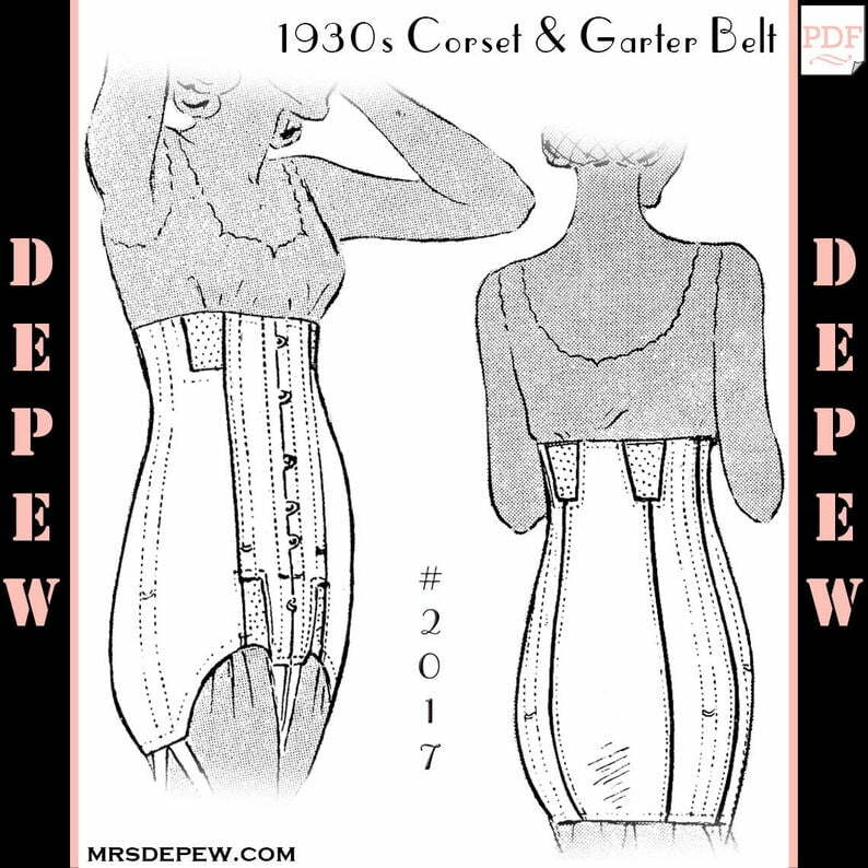 Vintage Sewing Pattern French 1930s Pin Up Corset and Garter image 0
