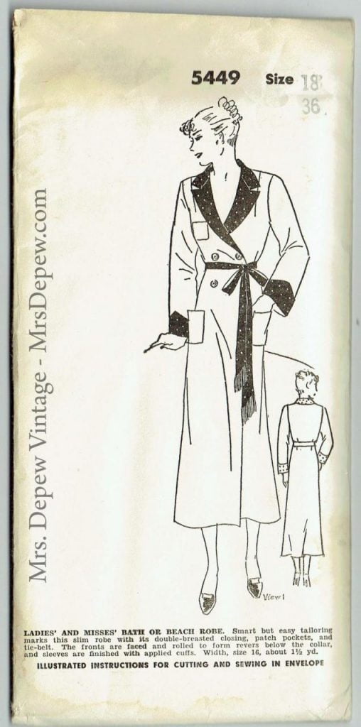 Vintage Sewing Pattern Mail Order 5449 Ladies' 1930s Robe image 0