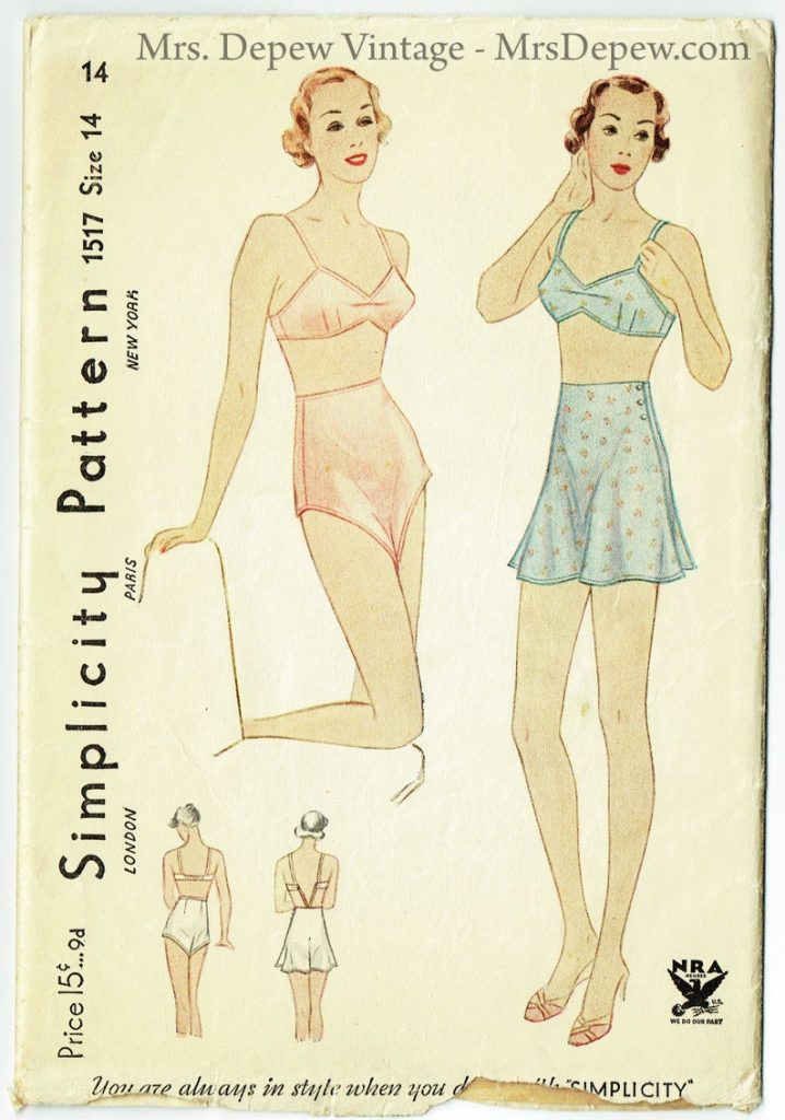 Vintage Sewing Pattern 1930s Ladies' Lingerie Set Bra and image 0
