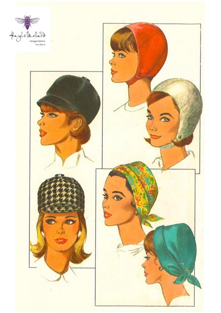 Vintage 1960's Sewing Pattern Ladies Hats Jockey helmet image 0