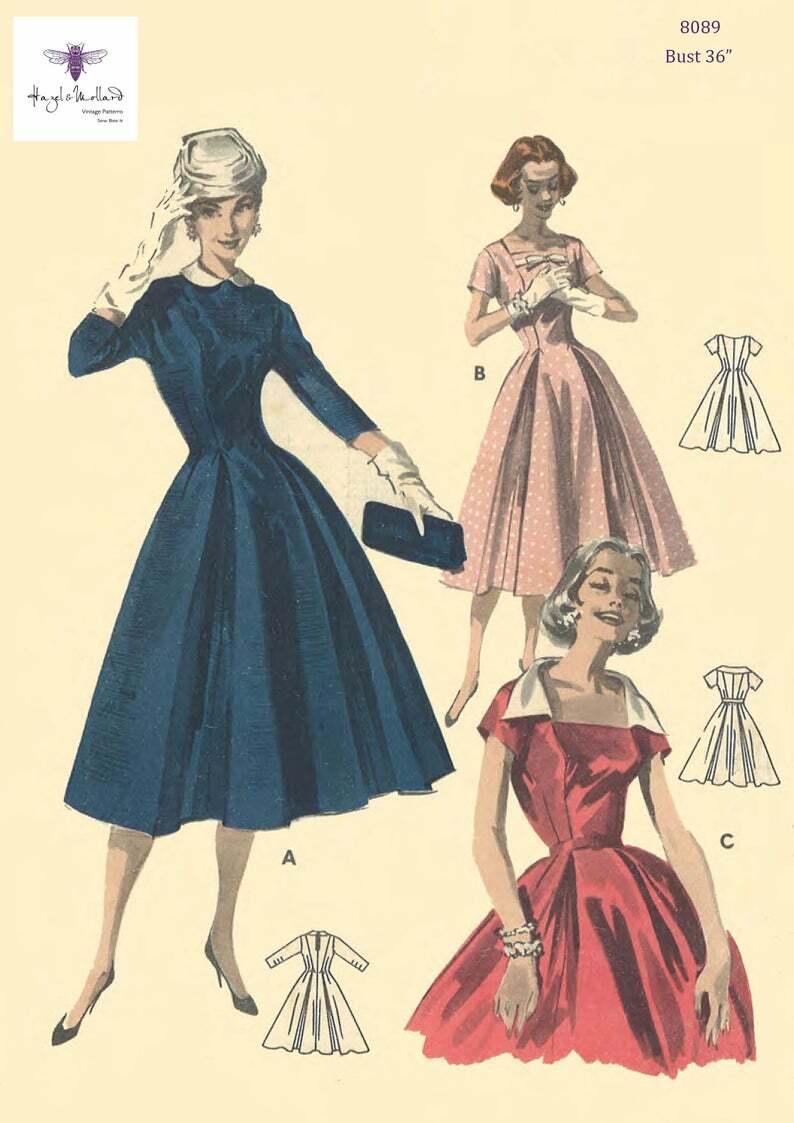 1950s-princess-line-dress-pictures-photos-patterns-vintage-retro