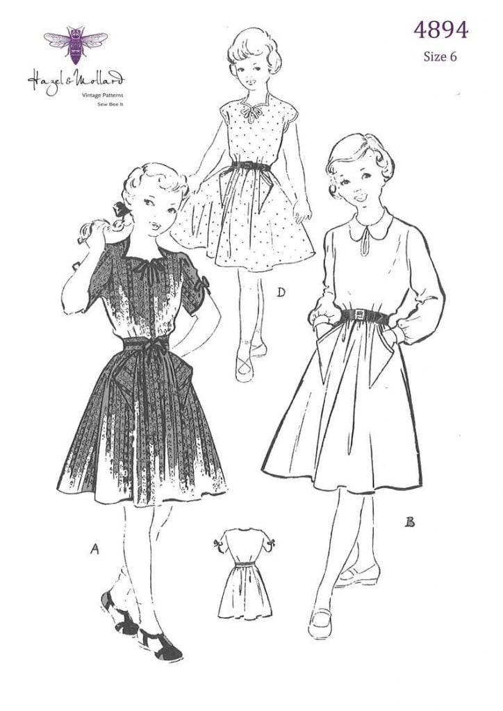 Vintage 1940's Sewing Pattern Girl's Pretty Dress V image 0